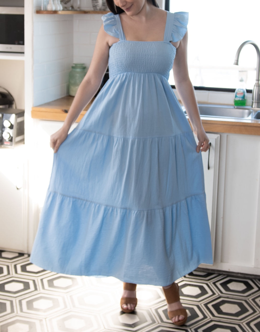 Full length photo of Shirred Maxi Dress.