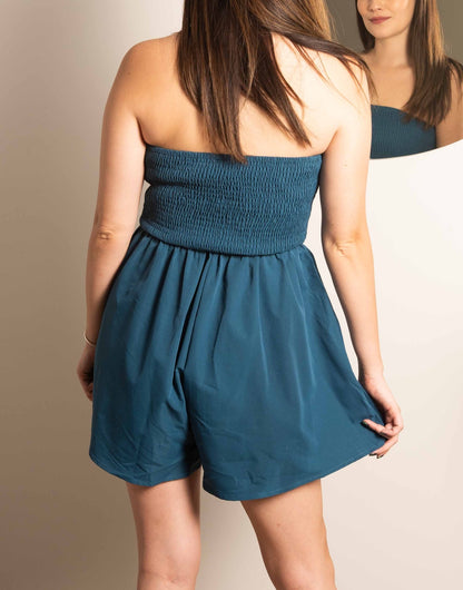 Back view of Shirred Tube Romper.