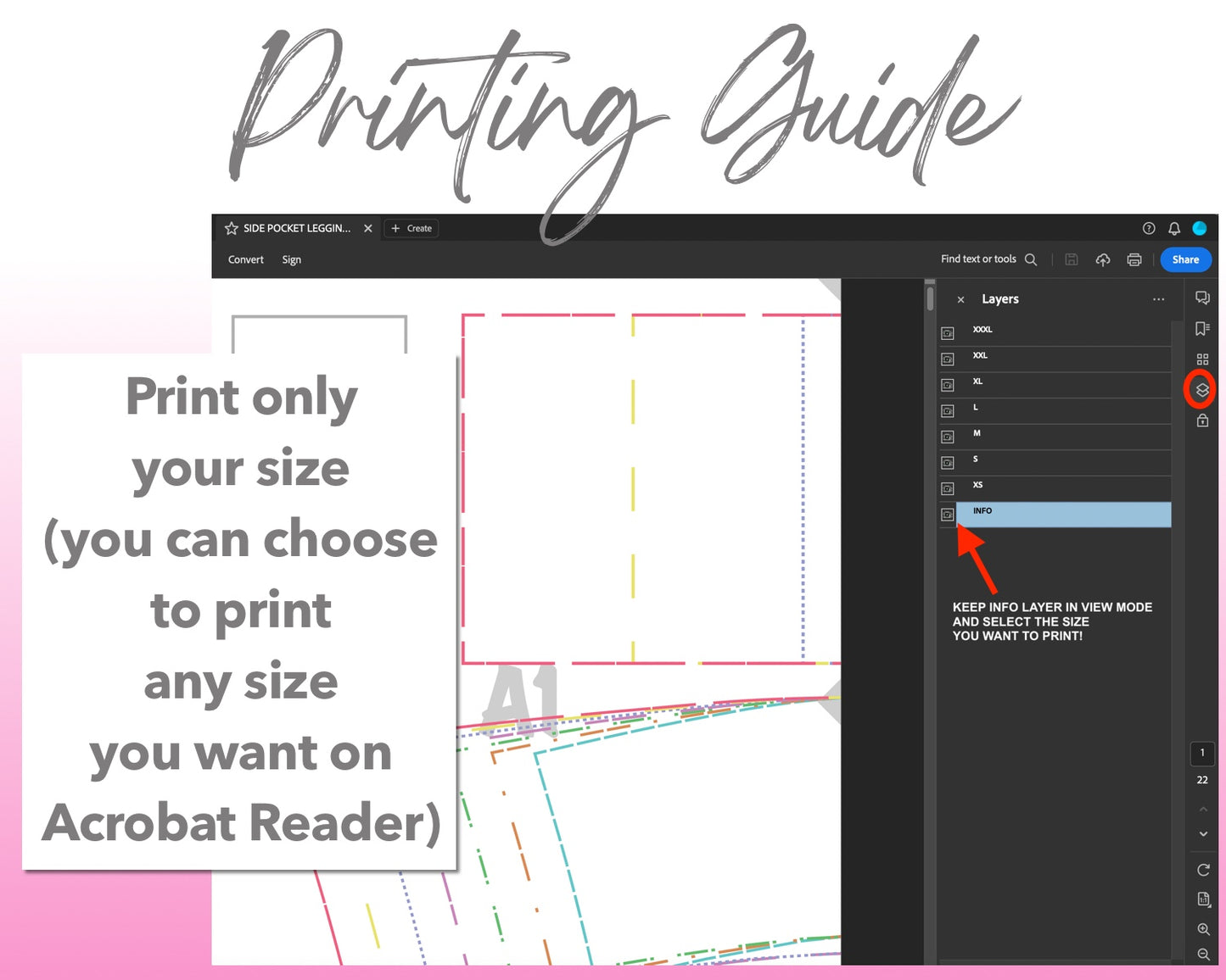 Side Pocket Leggings sewing pattern printing guide.