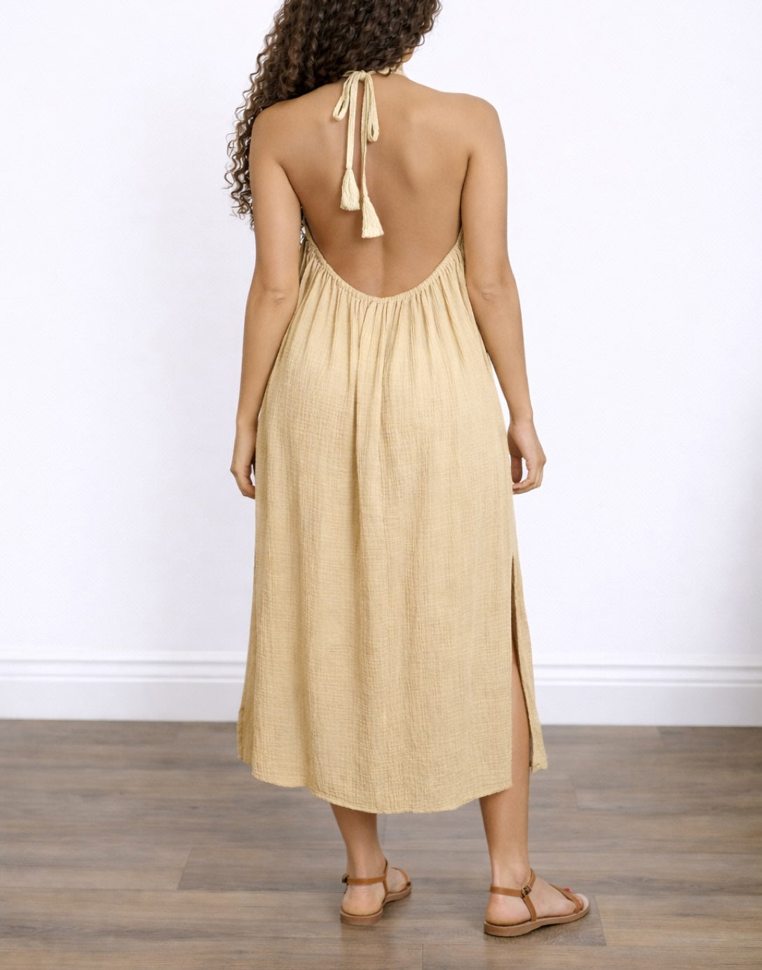 Side Slit Halter Neck Backless Maxi Dress Sewing Pattern