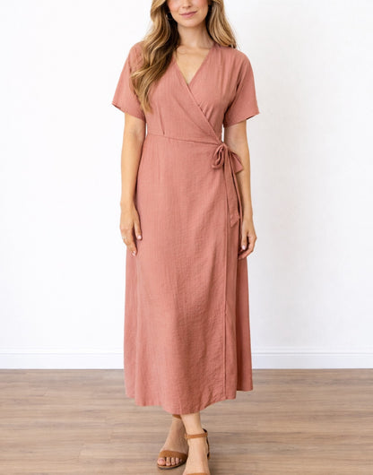 Side Tie Kimono Sleeve Maxi Wrap Dress Sewing Pattern – Patterns