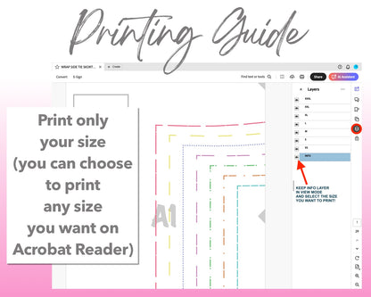 Wrap Side Tie Skort sewing pattern printing guide.