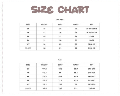 Patterns For Kidz size chart.