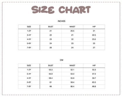 Patterns For Kidz size chart.