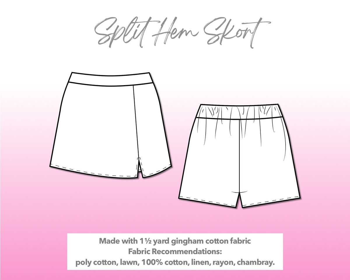 Drawstring Hem Pattern Split Hem Skort Sewing Pattern – Patterns For Less
