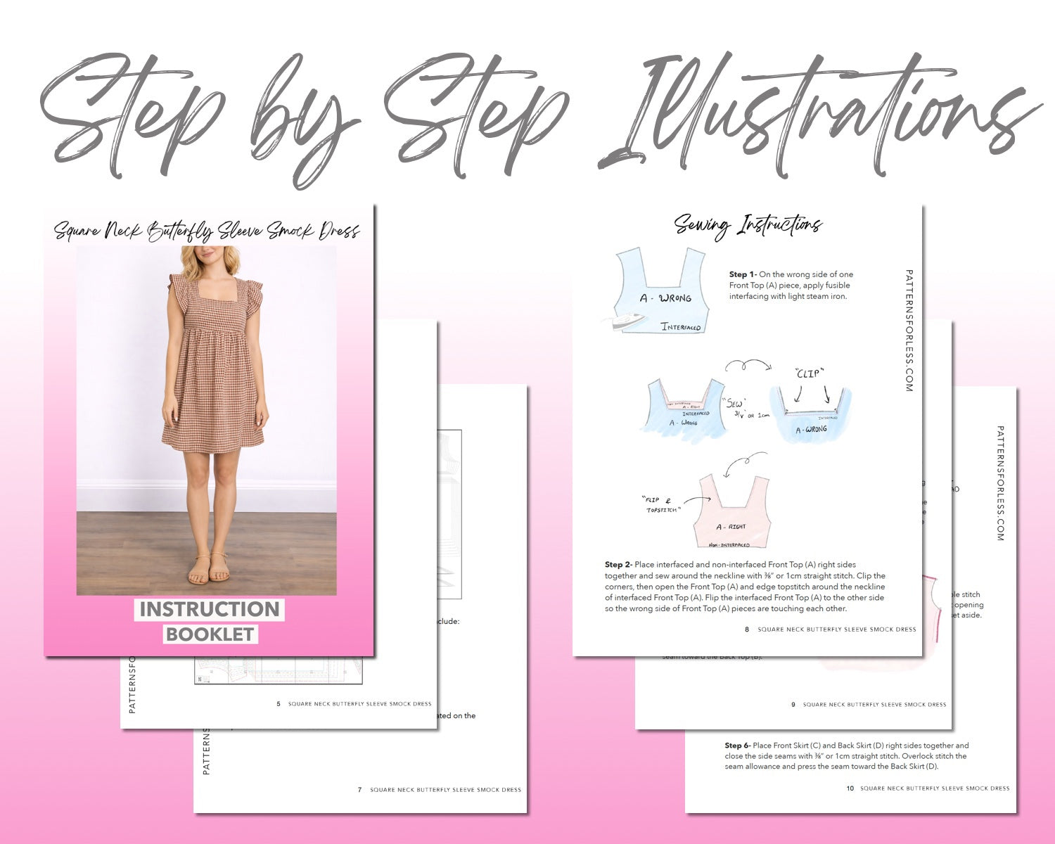 square neck dress sewing pattern Square Neck Butterfly Sleeve Smock Dress Sewing Pattern – Patterns For Less