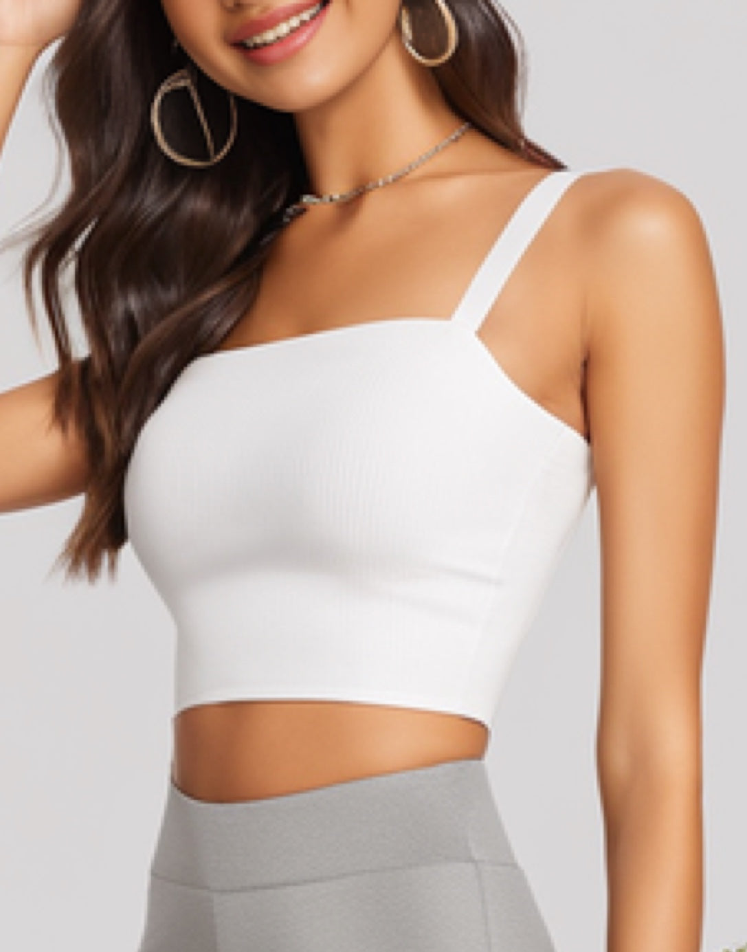 Side view of Square Neck Crop Tank Top.