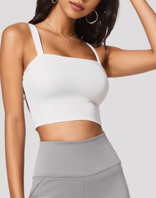 Front view of Square Neck Crop Tank Top.