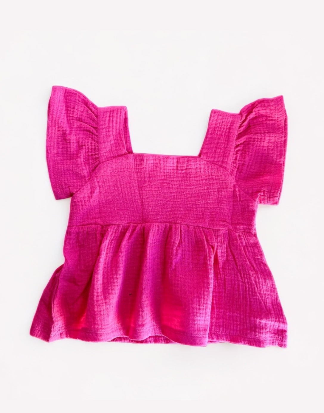 Front view of Square Neck Peplum Top.