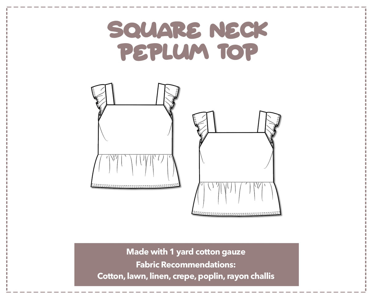 SQUARE NECK PEPLUM TOP