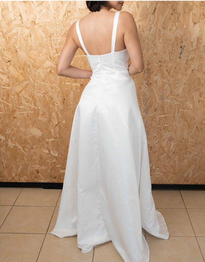 Back view of Square Neck Pocket Maxi Wedding Dress.