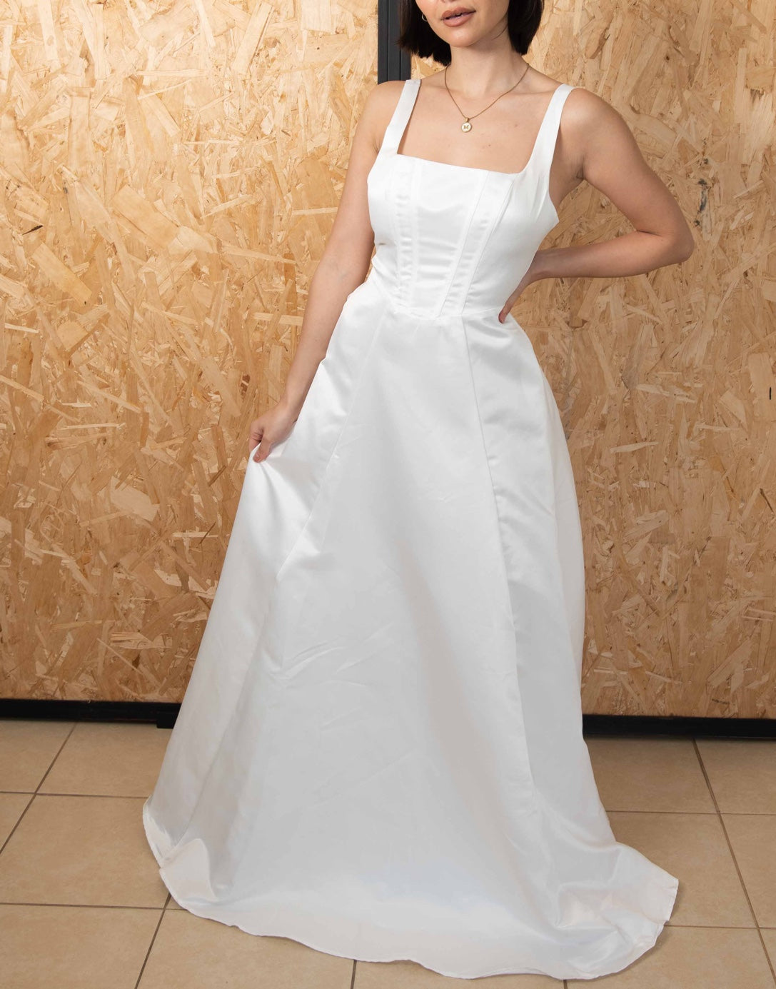 Full length photo of Square Neck Pocket Maxi Wedding Dress.