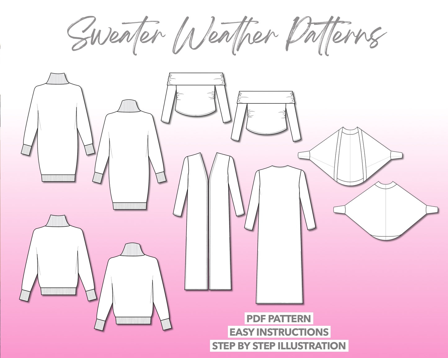 illustration and detailed description for Sweater Weather Sewing Patterns.