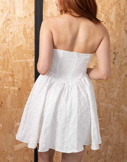 Back view of Sweetheart Tube Wedding Mini Dress.