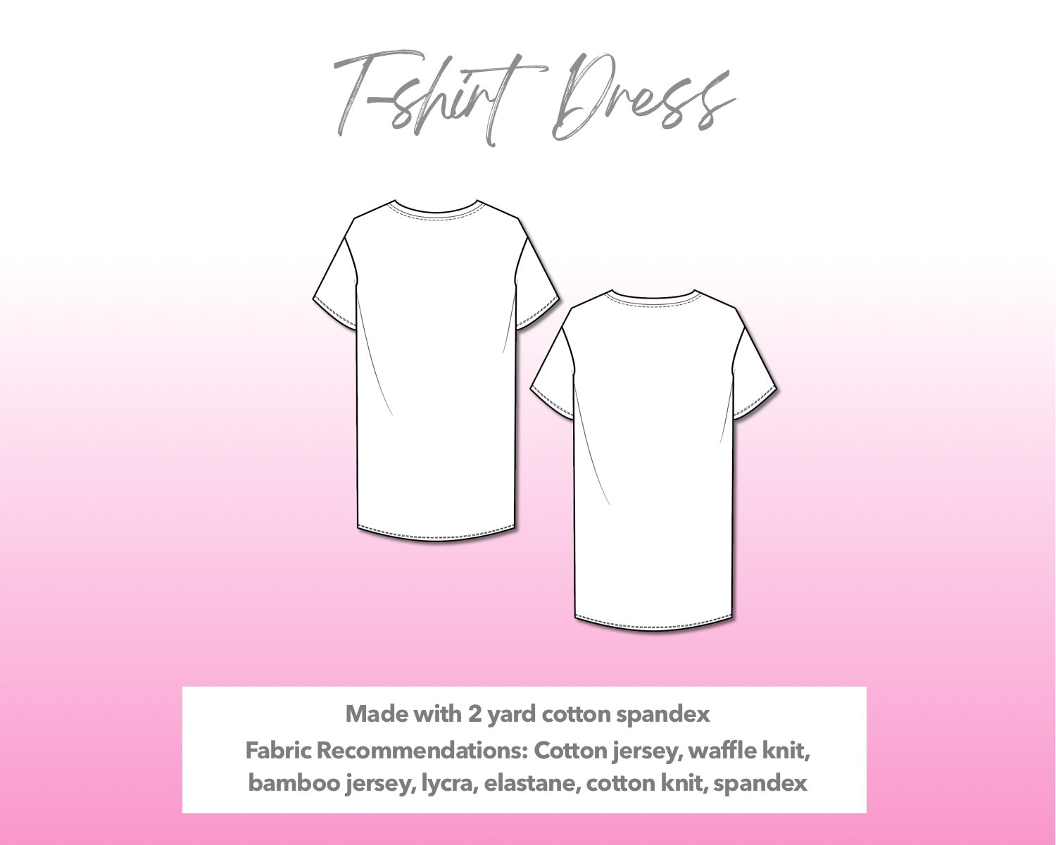 Illustration and detailed description for T-Shirt Dress sewing pattern.