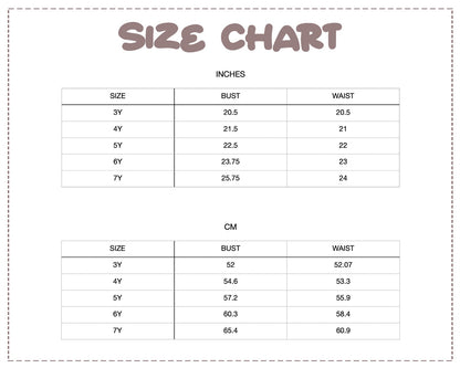 Patterns For Kidz size chart.