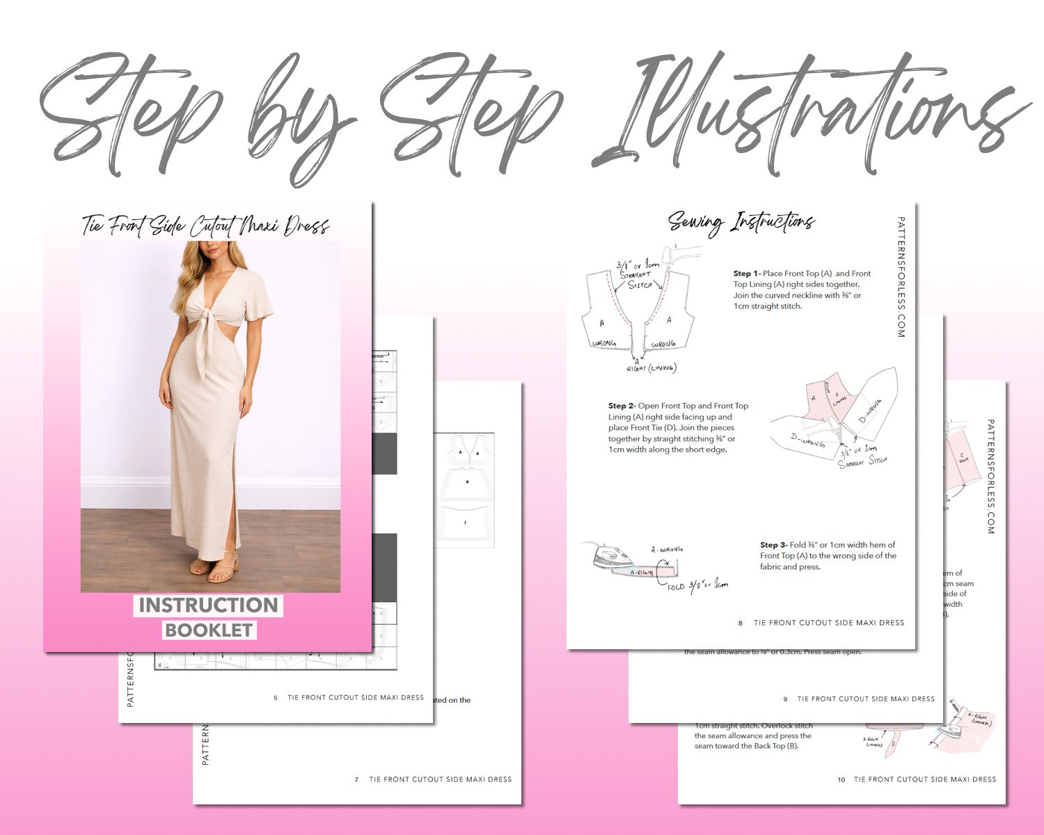 Tie Front Side Cutout Maxi Dress Sewing Pattern – Patterns For Less Tie Front Side Cutout Maxi Dress Sewing Pattern – Patterns For Less