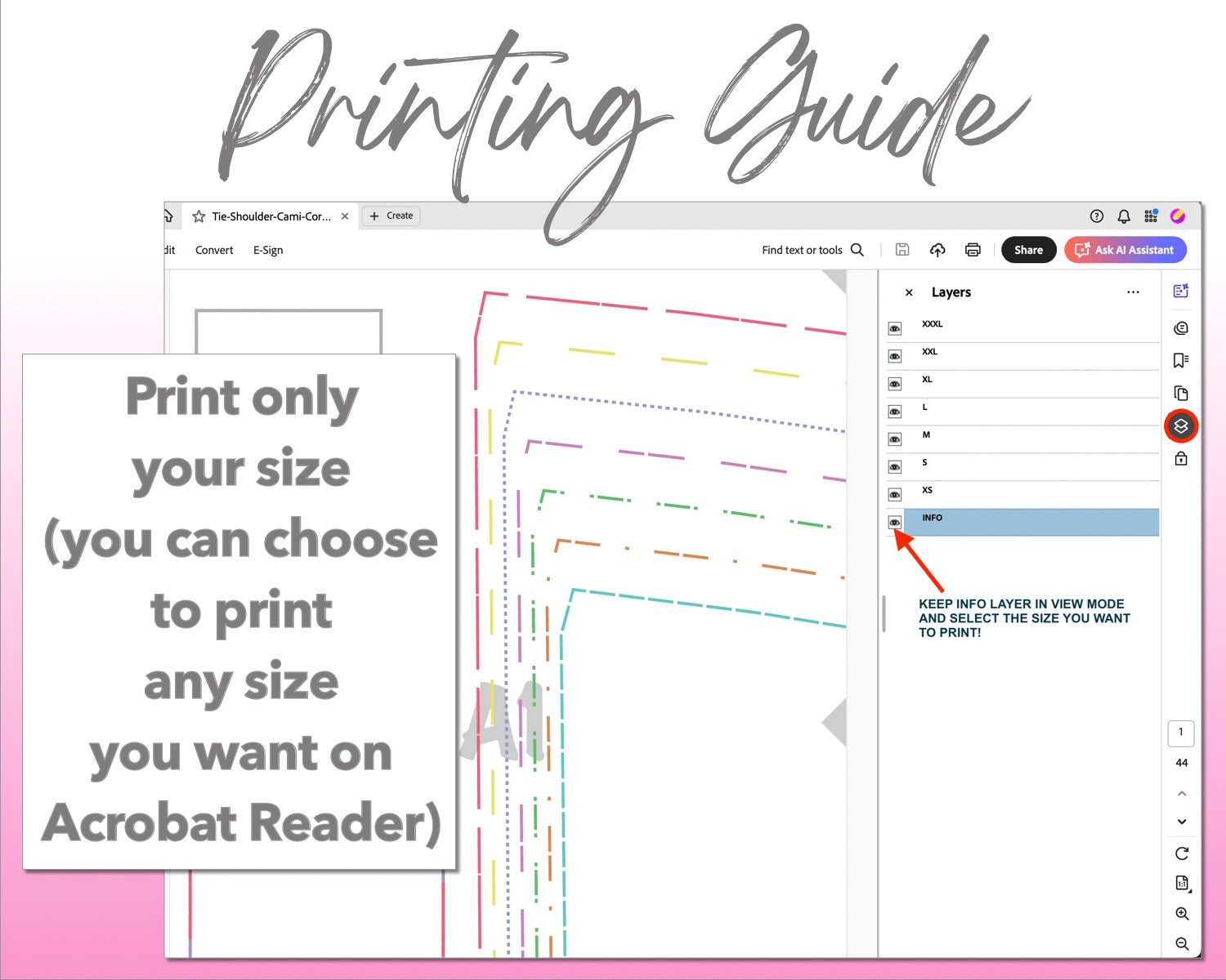 Tie Shoulder Cami Corset Midi Dress sewing pattern printing guide.
