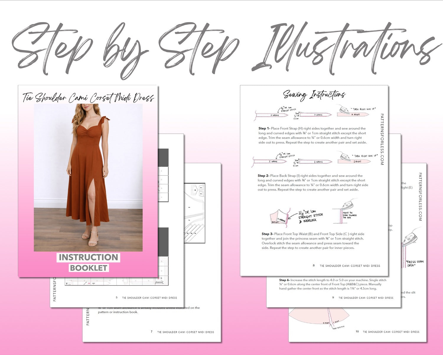Tie Shoulder Cami Corset Midi Dress Sewing Pattern