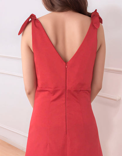 Back view of Tie Shoulder Mini Dress.