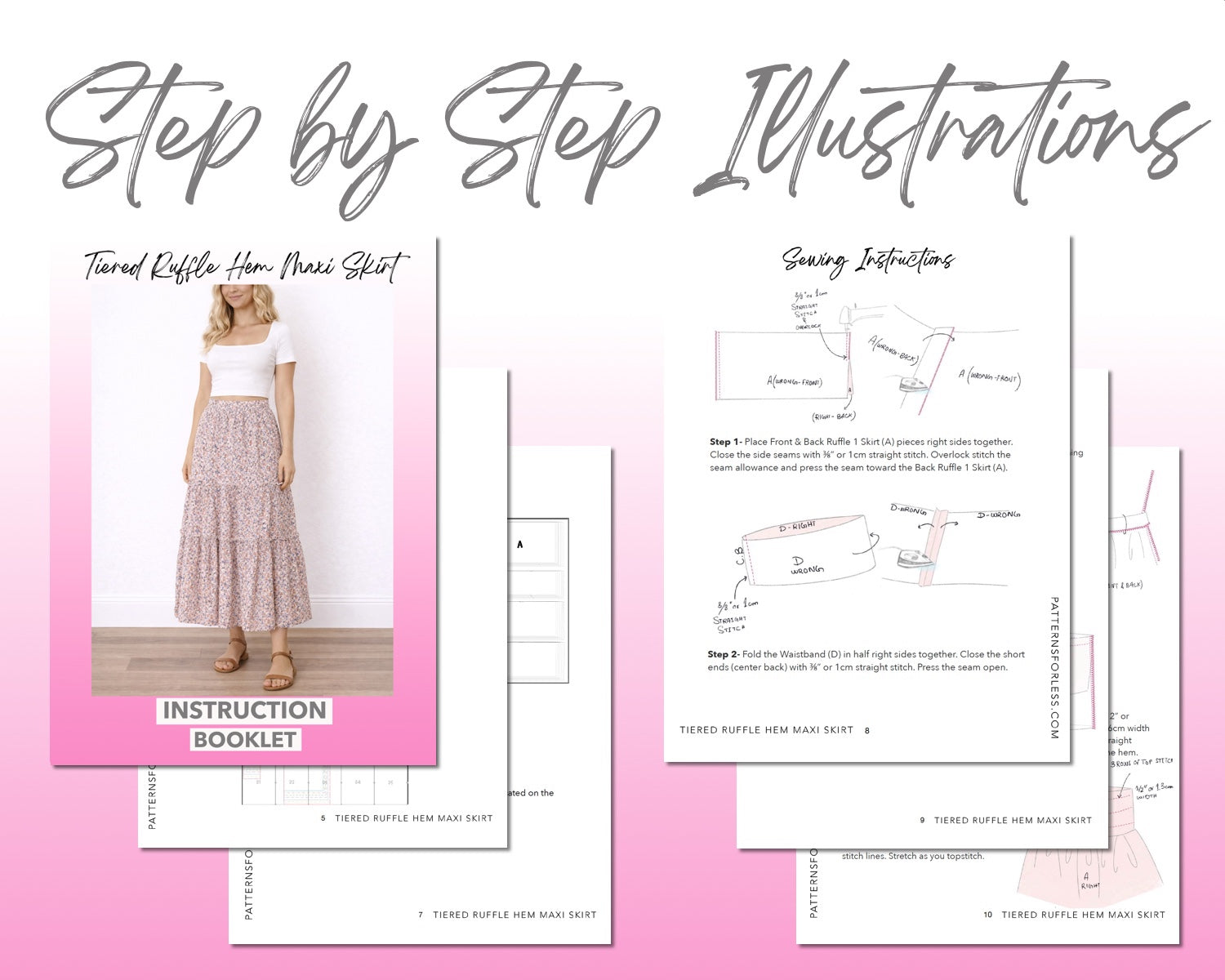 Tiered Ruffle Hem Maxi Skirt Sewing Pattern Patterns For Less Tiered Ruffle Hem Maxi Skirt Sewing Pattern Patterns For Less