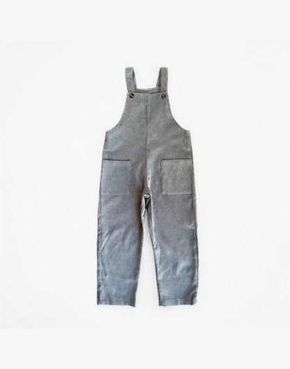 Front view of Toddler Boy Pocket Overall Jumpsuit.