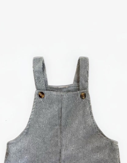 Closeup of Toddler Boy Pocket Overall Jumpsuit.