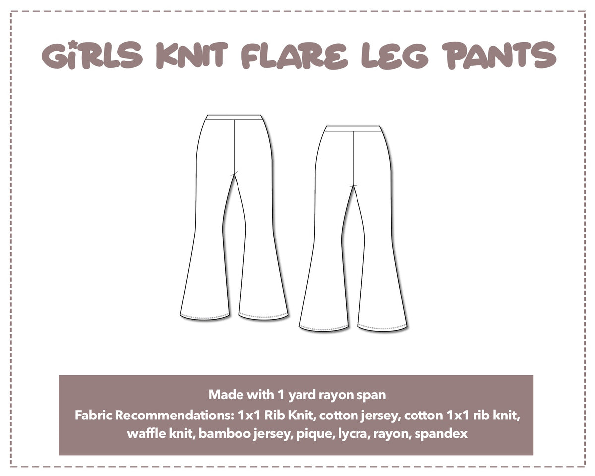 Girls Knit Flare Leg Pants Sewing Pattern – Patterns For Less