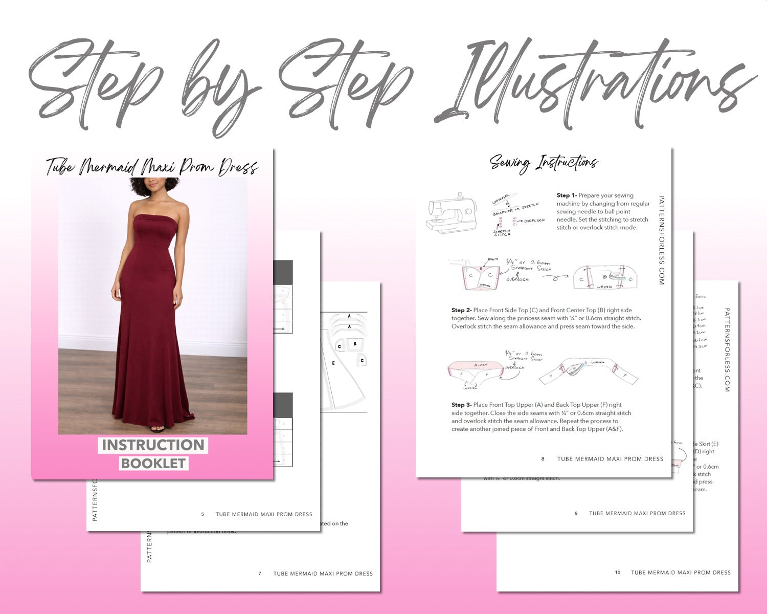 Tube Mermaid Maxi Prom Dress Sewing Pattern Patterns For Less Tube Mermaid Maxi Prom Dress Sewing Pattern Patterns For Less