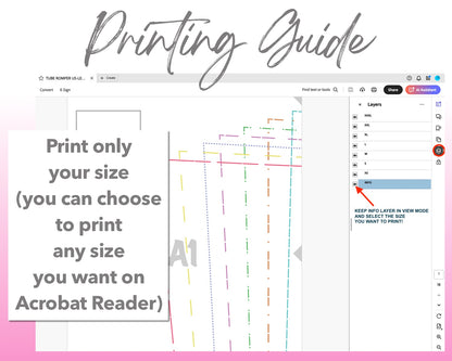 Tube Romper sewing pattern printing guide.