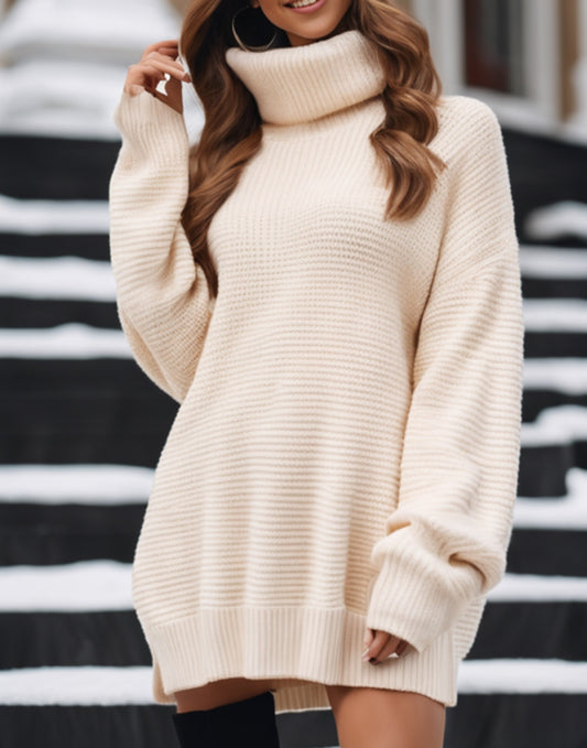 Front view of Turtleneck Sweater Dress.