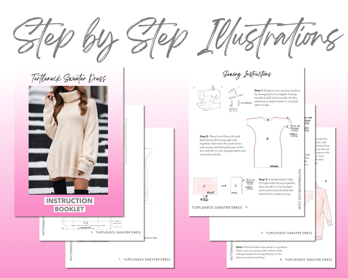 Sweater Weather Sewing Patterns step by step illustrations.