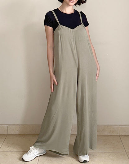 Full length photo of Wide Leg Suspender Jumpsuit.