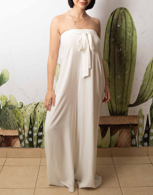 Front view of Wide Leg Tube Jumpsuit.