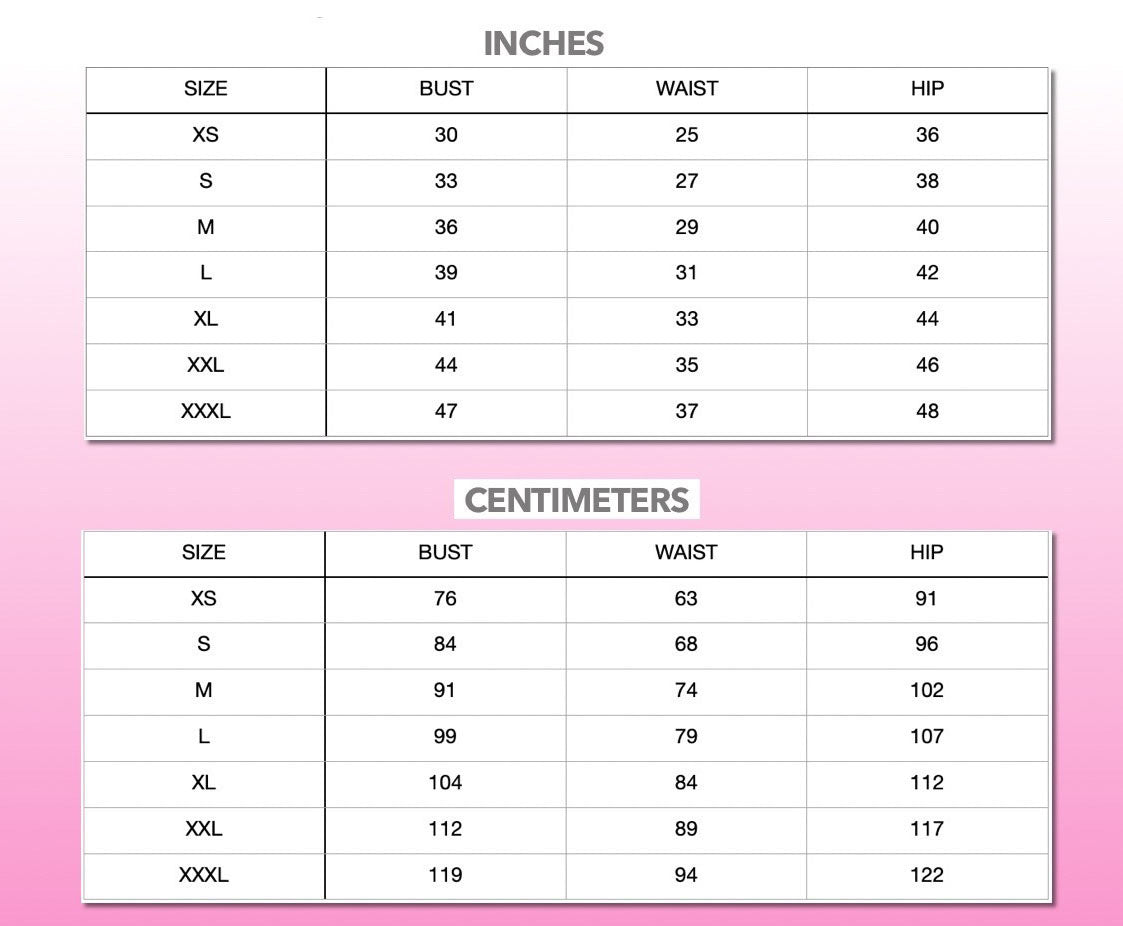 Patterns For Less women size chart