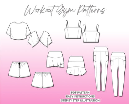 illustration and detailed description for Workout Gym Sewing Patterns.