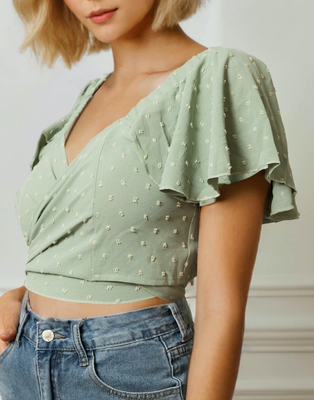 Side view of Wrap Crop Top.