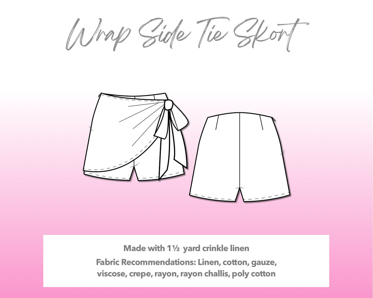 Side Tie Wrap Skort Sewing Pattern